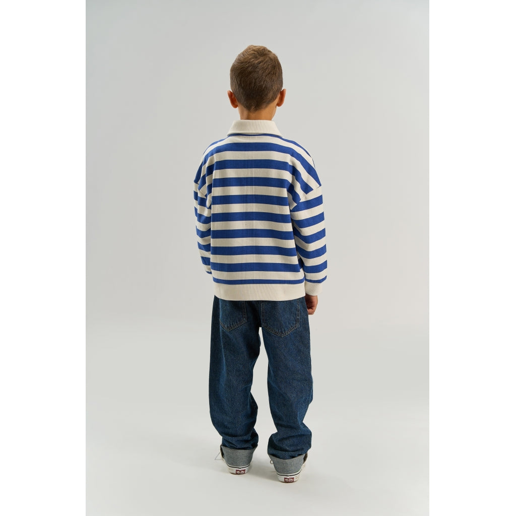 THE NEW TNVidar Oversize Polo Sweatshirt Sweatshirt Mazarine Blue Striped