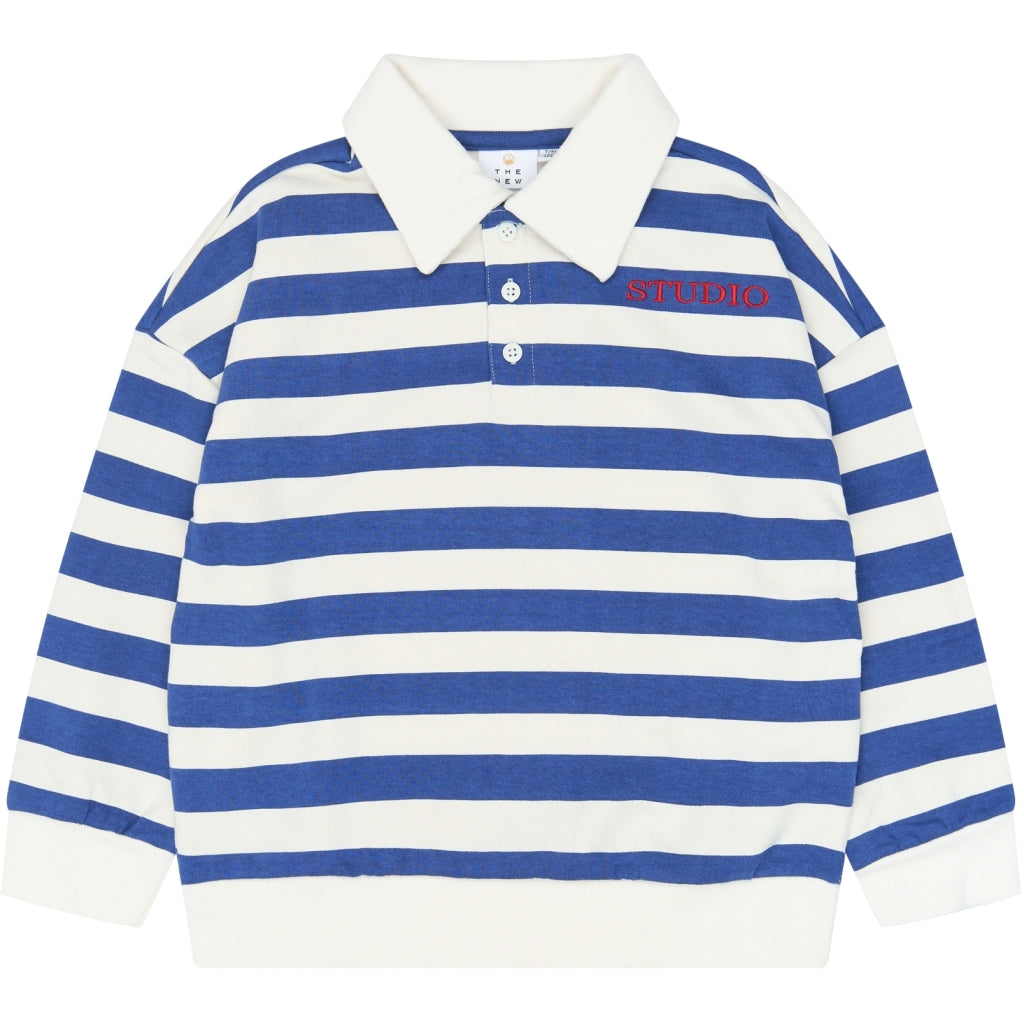 THE NEW TNVidar Oversize Polo Sweatshirt Sweatshirt Mazarine Blue Striped