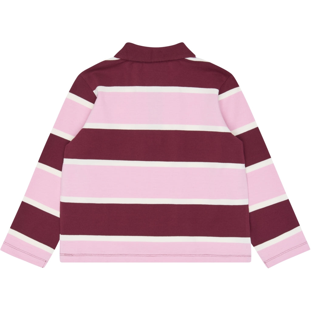 THE NEW TNVidette Oversize Long-Sleeved Pique Polo Langærmet bluse Burgundy Striped TN