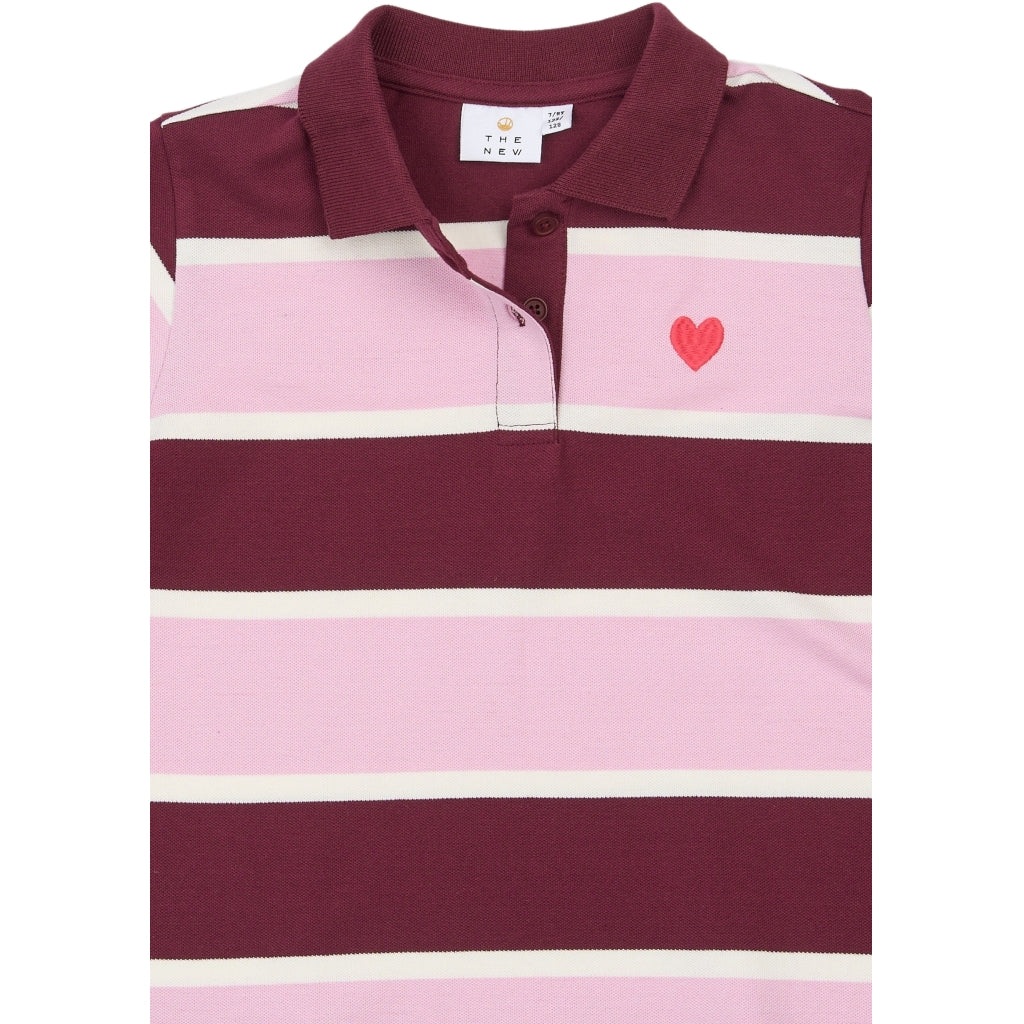 THE NEW TNVidette Oversize Long-Sleeved Pique Polo Langærmet bluse Burgundy Striped TN