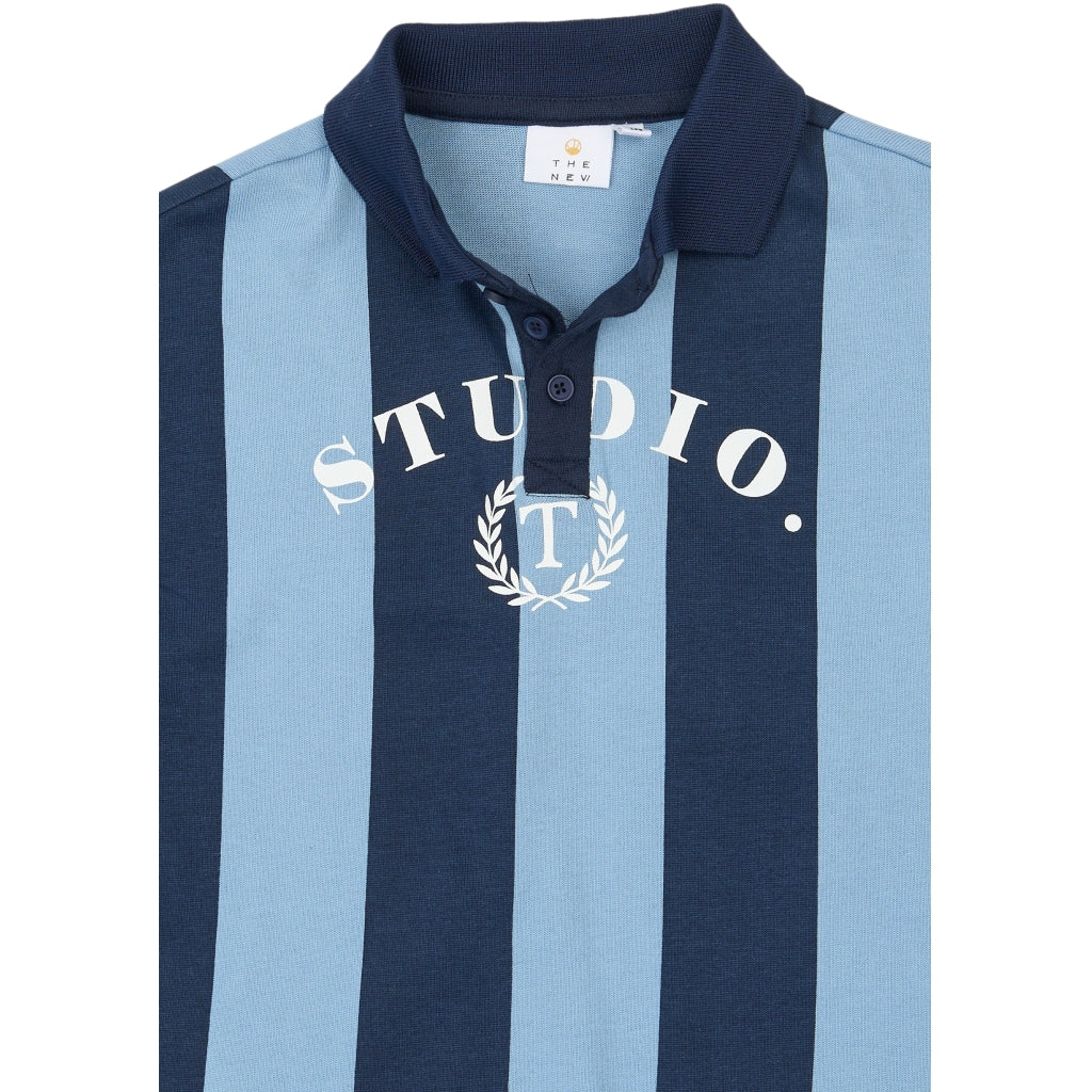 THE NEW TNVudio Oversize Long-Sleeved Polo Langærmet bluse Navy Blazer Striped