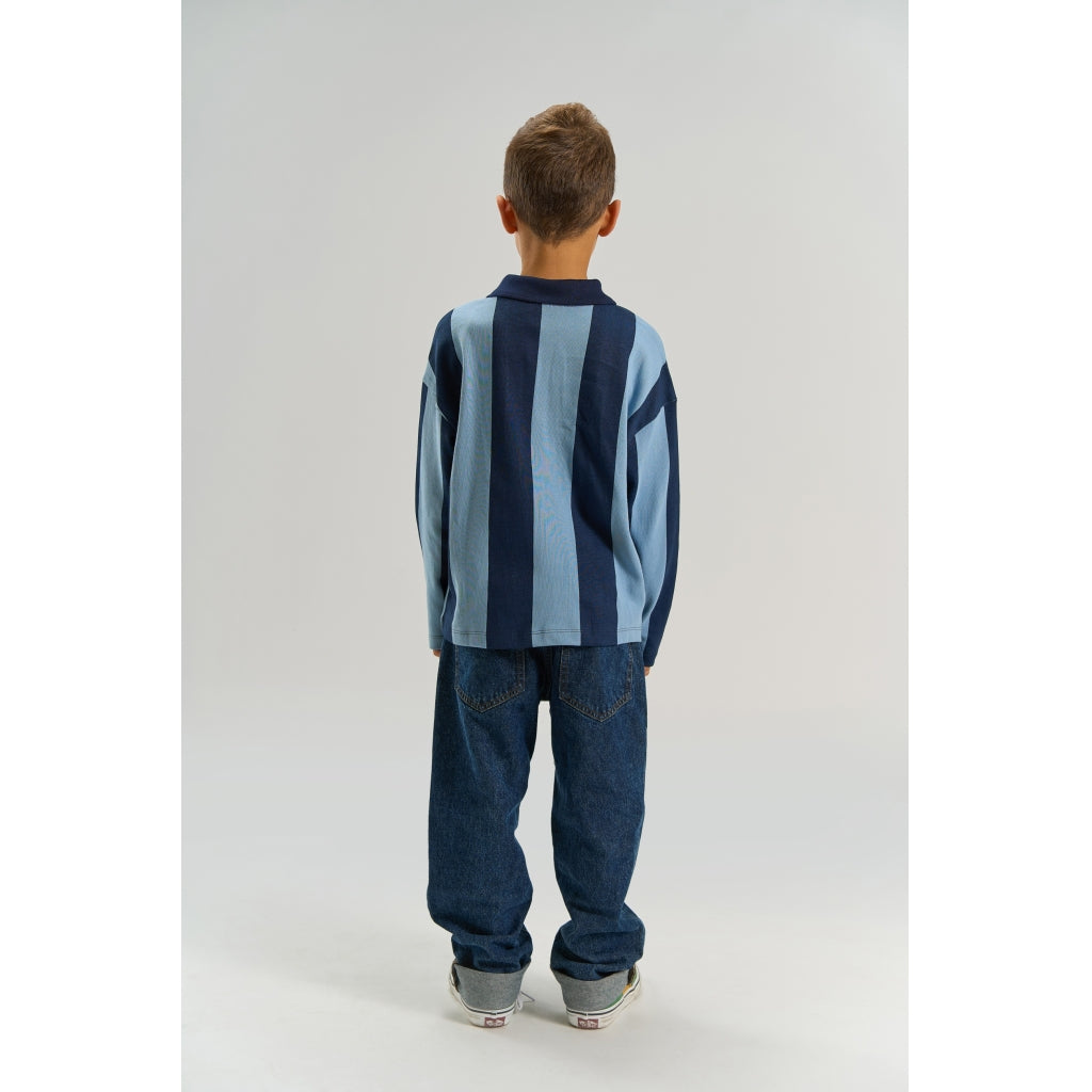 THE NEW TNVudio Oversize Long-Sleeved Polo Langærmet bluse Navy Blazer Striped