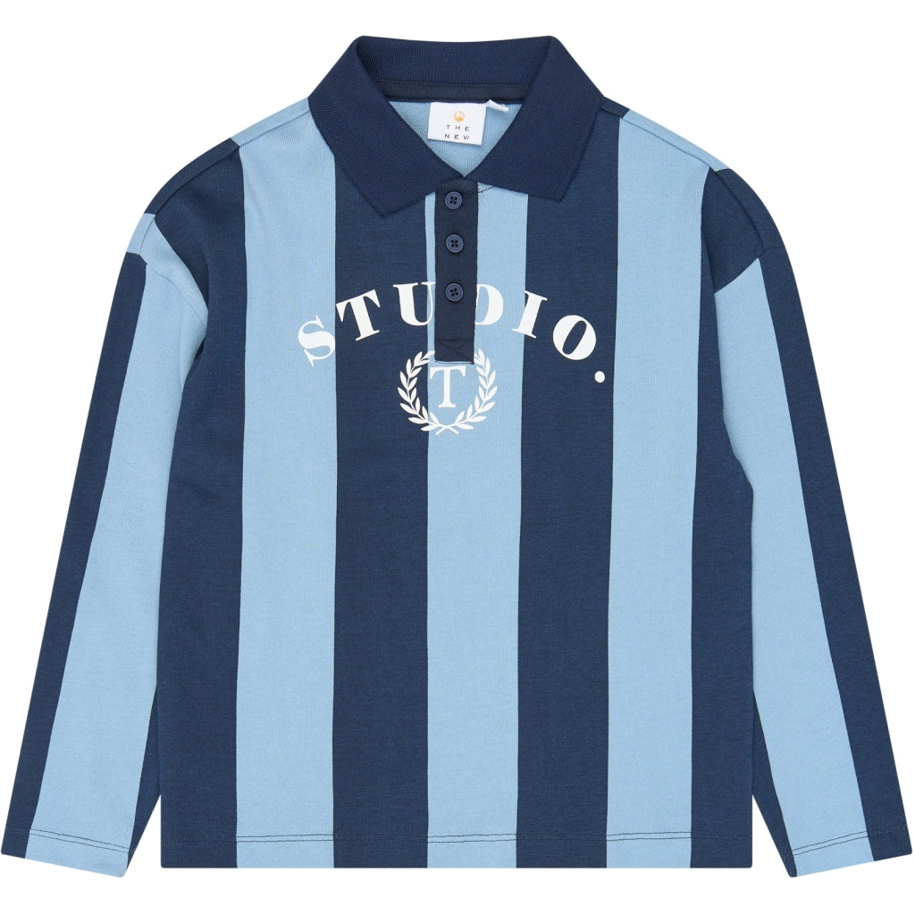 THE NEW TNVudio Oversize Long-Sleeved Polo Langærmet bluse Navy Blazer Striped