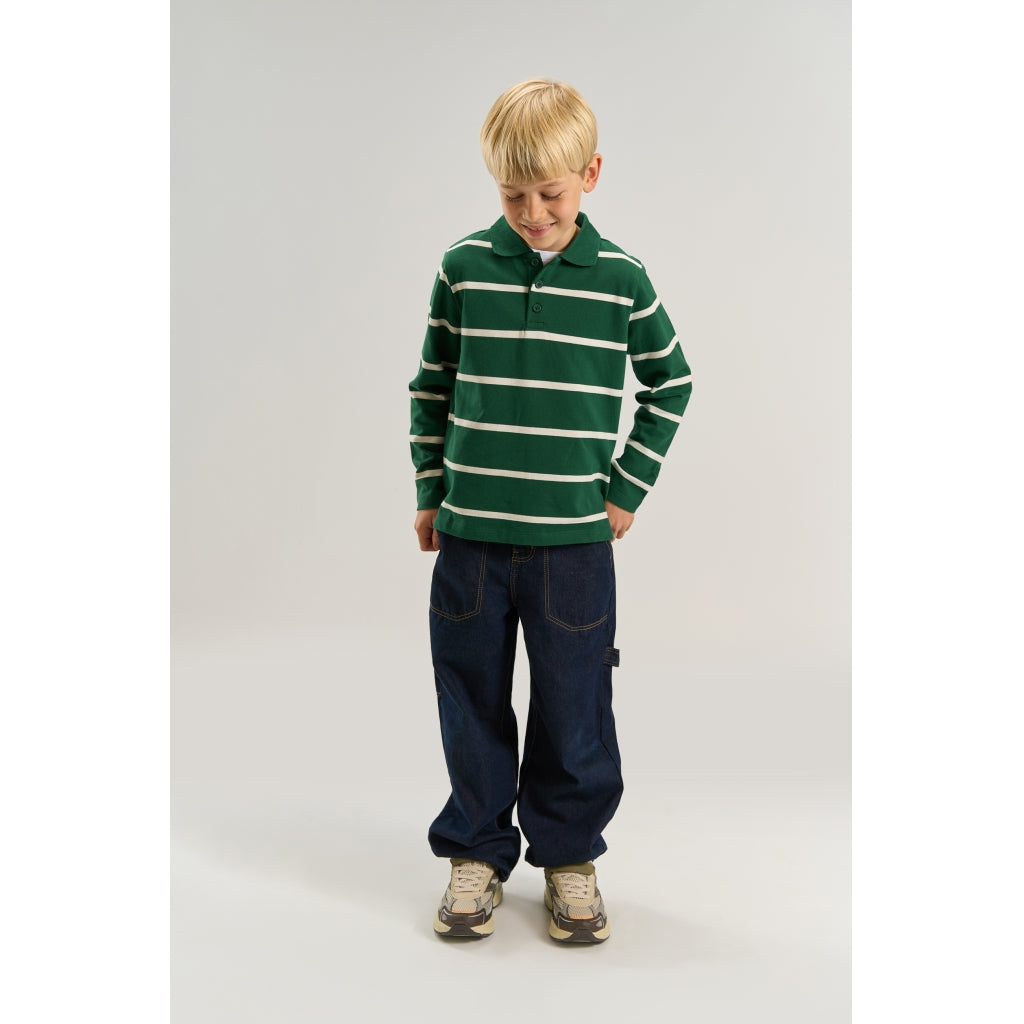 THE NEW TNVuk Long-Sleeved Pique Polo Langærmet bluse June Bug Striped