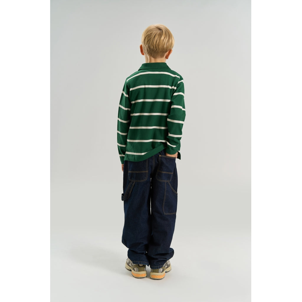 THE NEW TNVuk Long-Sleeved Pique Polo Langærmet bluse June Bug Striped