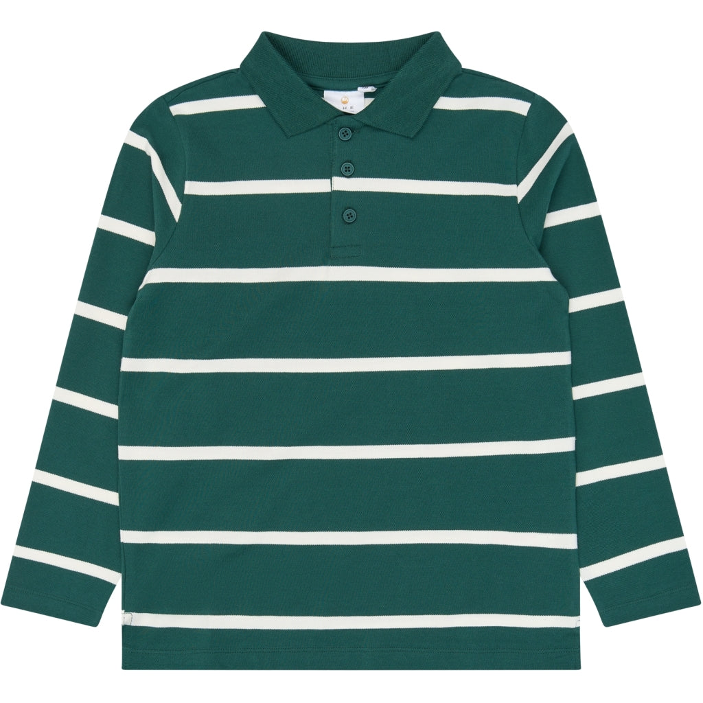 THE NEW TNVuk Long-Sleeved Pique Polo Langærmet bluse June Bug Striped