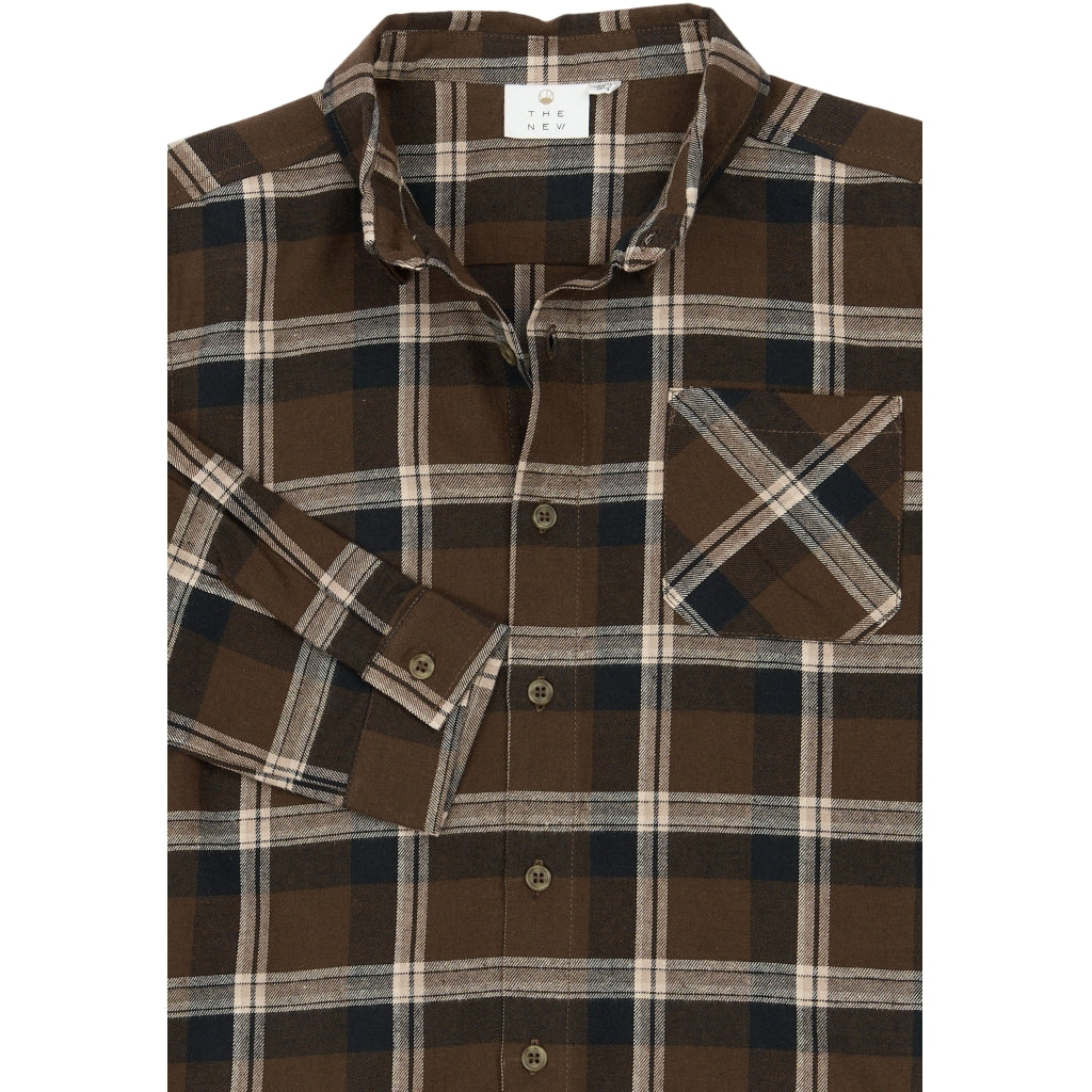 THE NEW TNYakim Oversize Langærmet Flannel Skjorte Skjorter Navy Blazer Check