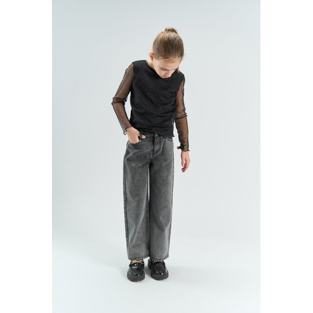 THE NEW TNYancy Langærmet Mesh Top Langærmet bluse Black Beauty