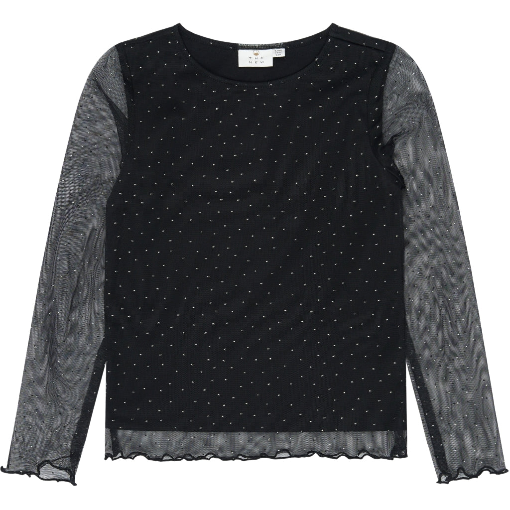 THE NEW TNYancy Langærmet Mesh Top Langærmet bluse Black Beauty
