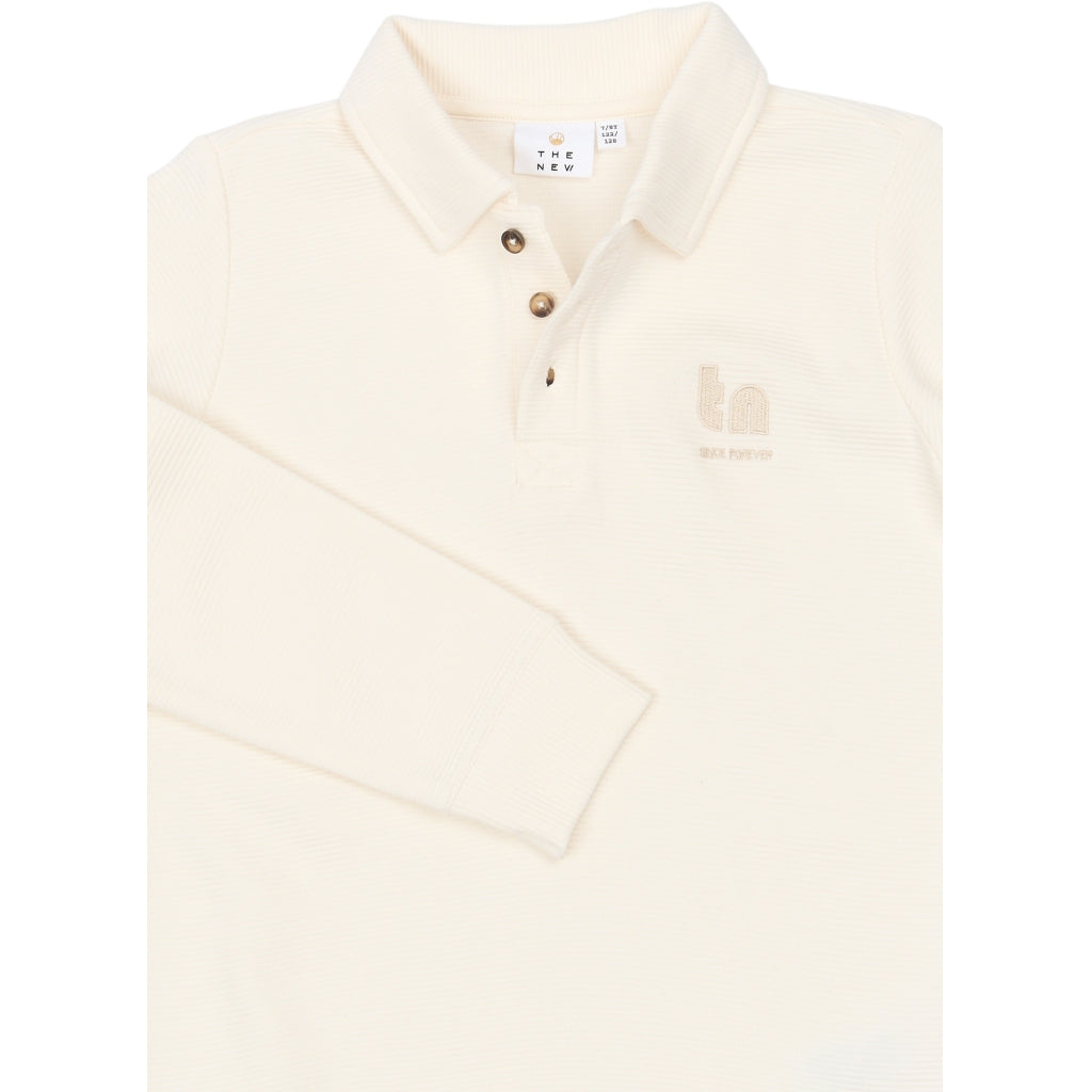 THE NEW TNYanko Langærmet Structured Polo Sweatshirt Gardenia