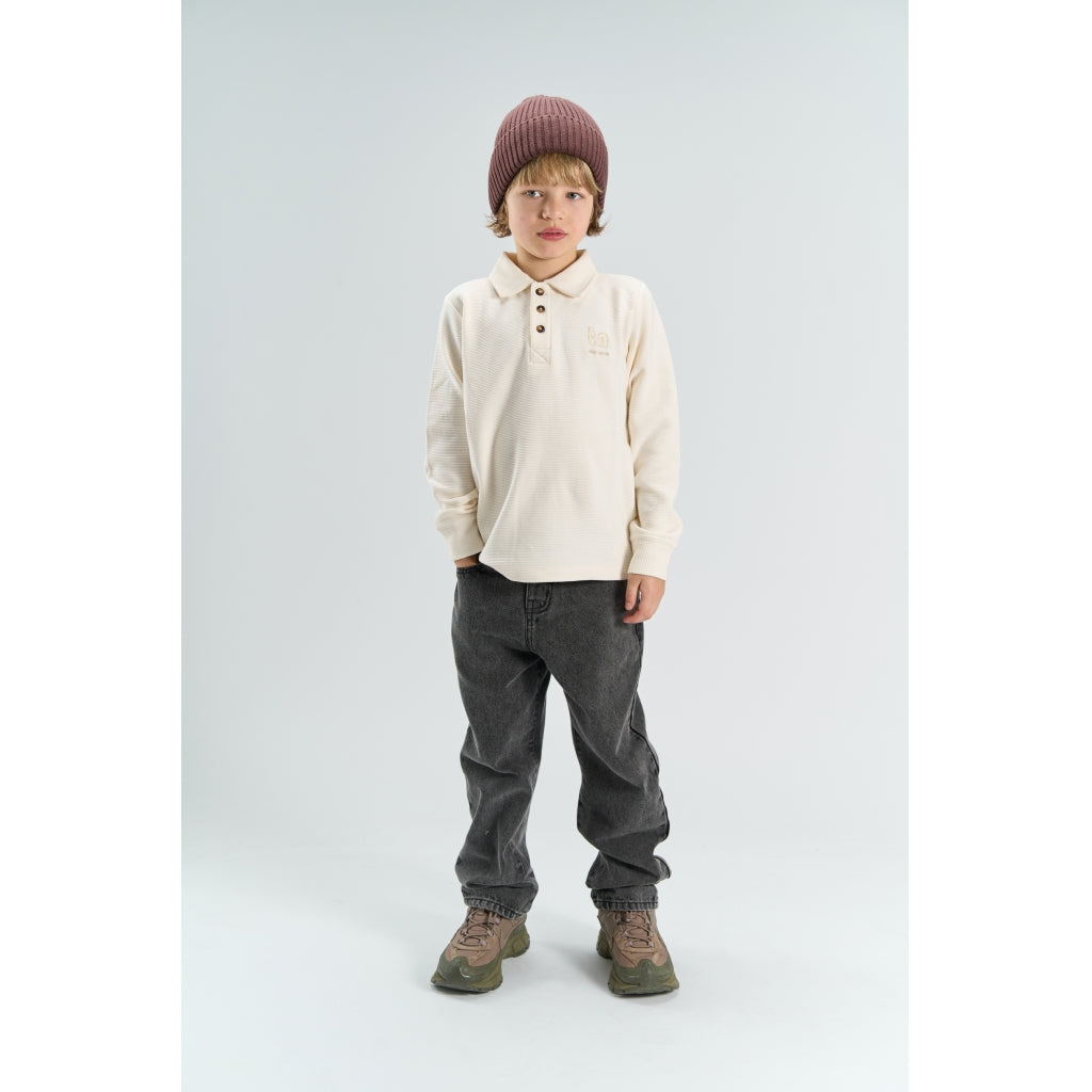 THE NEW TNYanko Langærmet Structured Polo Sweatshirt Gardenia