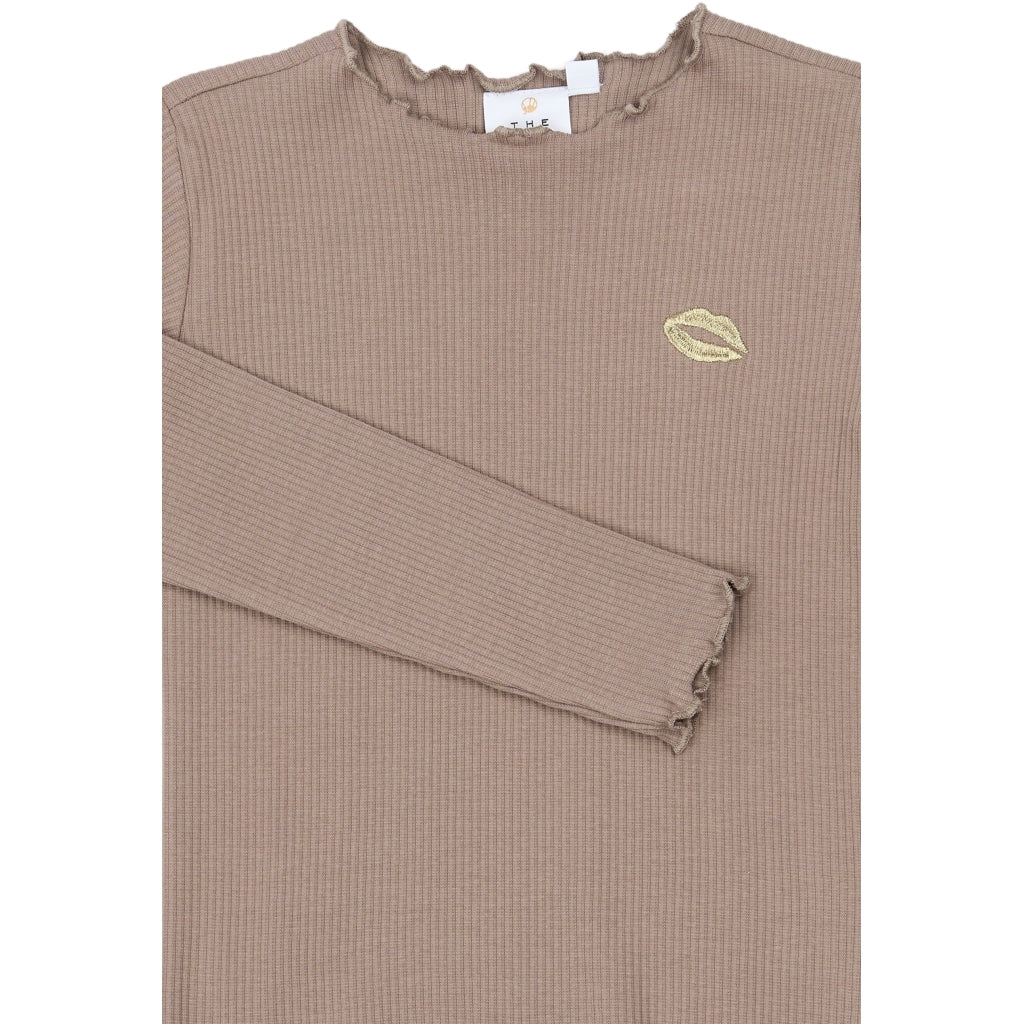 THE NEW TNYanna Langærmet Rib Bluse Langærmet bluse Taupe Gray TN
