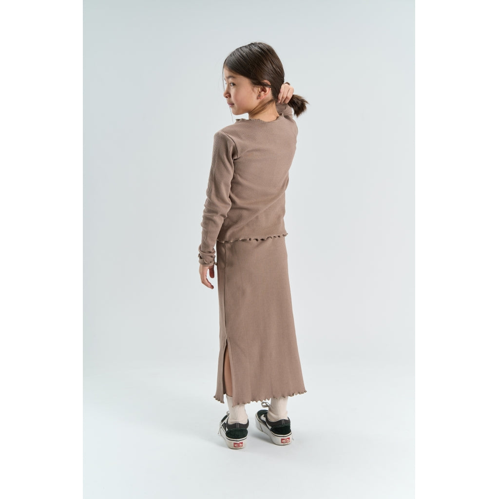 THE NEW TNYanna Langærmet Rib Bluse Langærmet bluse Taupe Gray TN