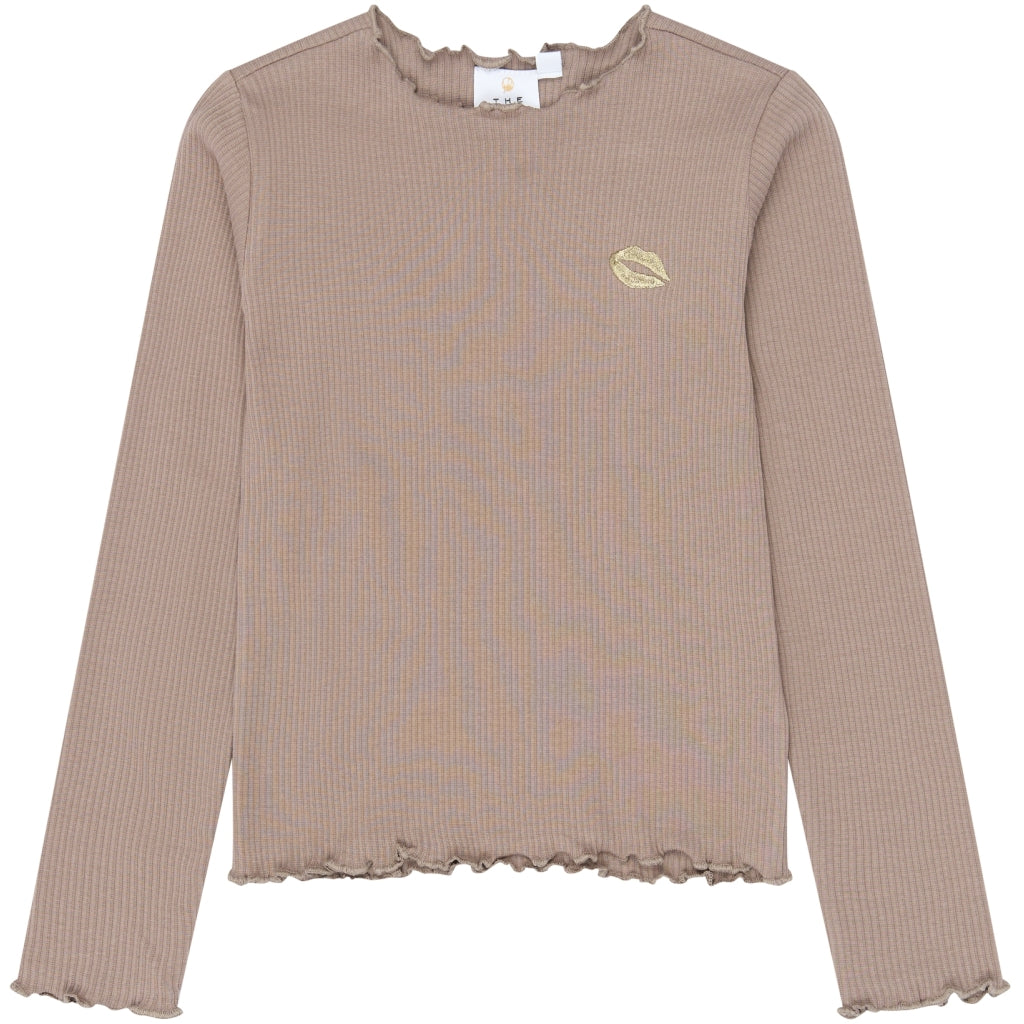THE NEW TNYanna Langærmet Rib Bluse Langærmet bluse Taupe Gray TN