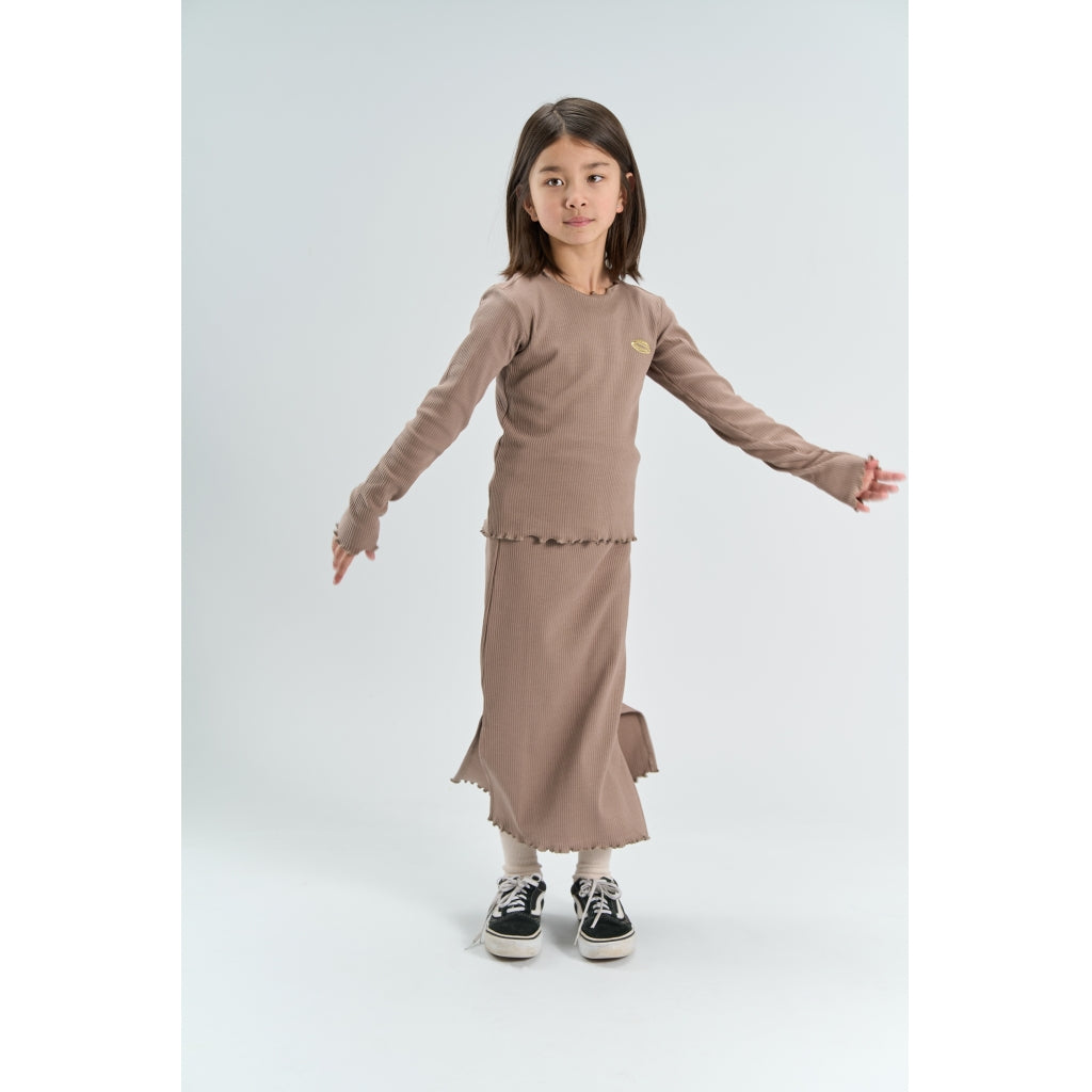 THE NEW TNYanna Long Rib Nederdel Nederdel Taupe Gray TN