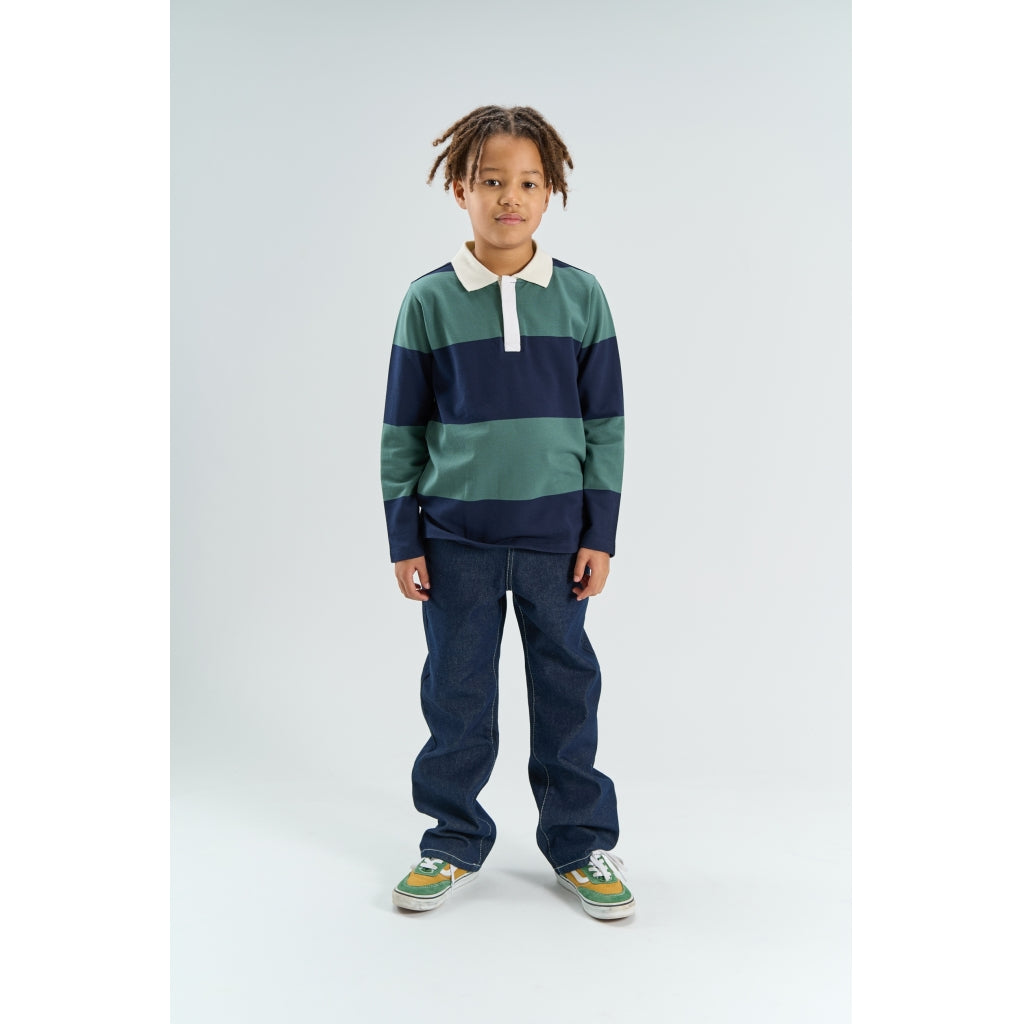 THE NEW TNYaron Langærmet Pique Polo Langærmet bluse Navy Blazer Striped