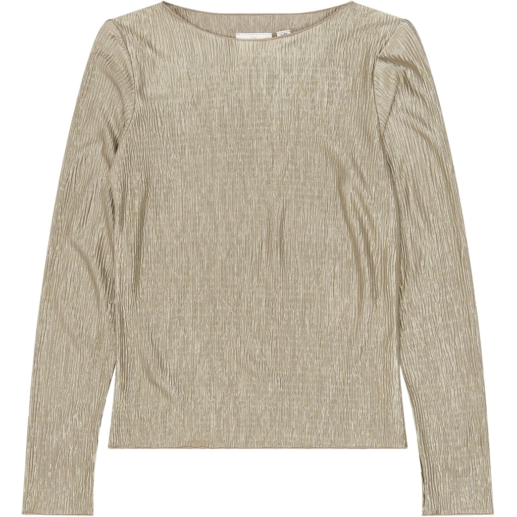THE NEW TNYeva Langærmet Glitter Top Langærmet bluse Taupe Gray TN