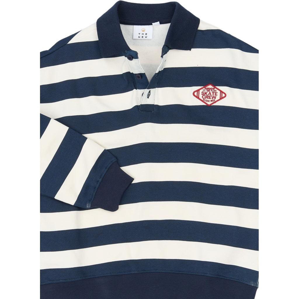 THE NEW TNYidar Oversize Polo Sweatshirt Sweatshirt Navy Blazer Striped