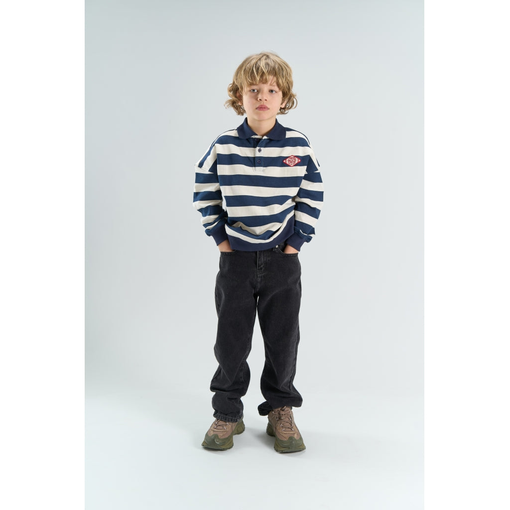 THE NEW TNYidar Oversize Polo Sweatshirt Sweatshirt Navy Blazer Striped