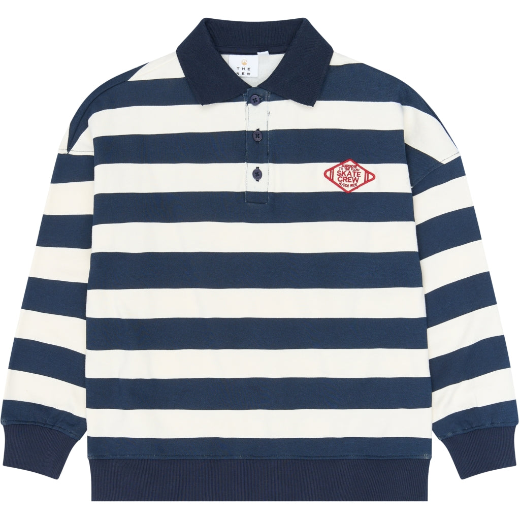 THE NEW TNYidar Oversize Polo Sweatshirt Sweatshirt Navy Blazer Striped