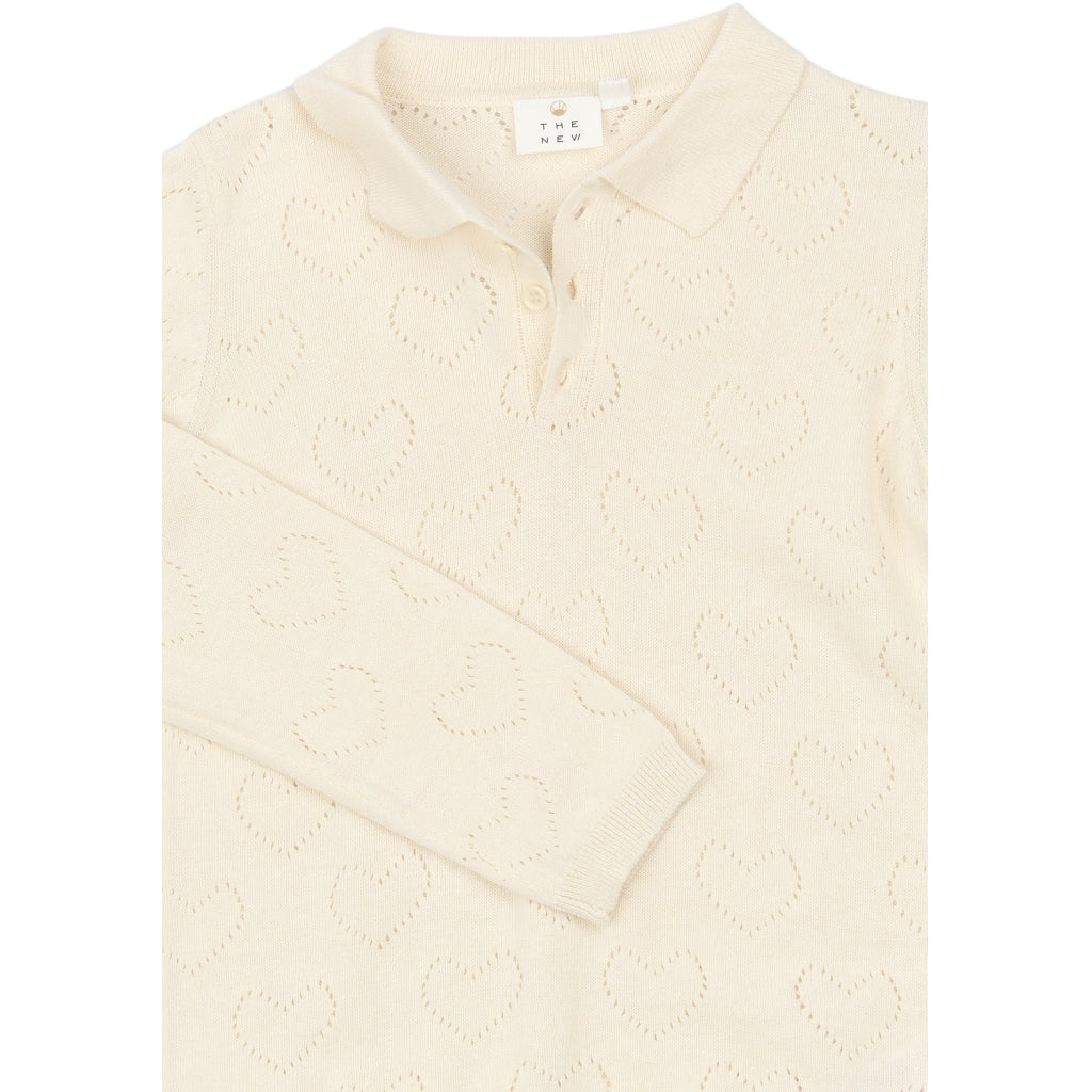 THE NEW TNYnes Langærmet Knit Polo Strik Gardenia