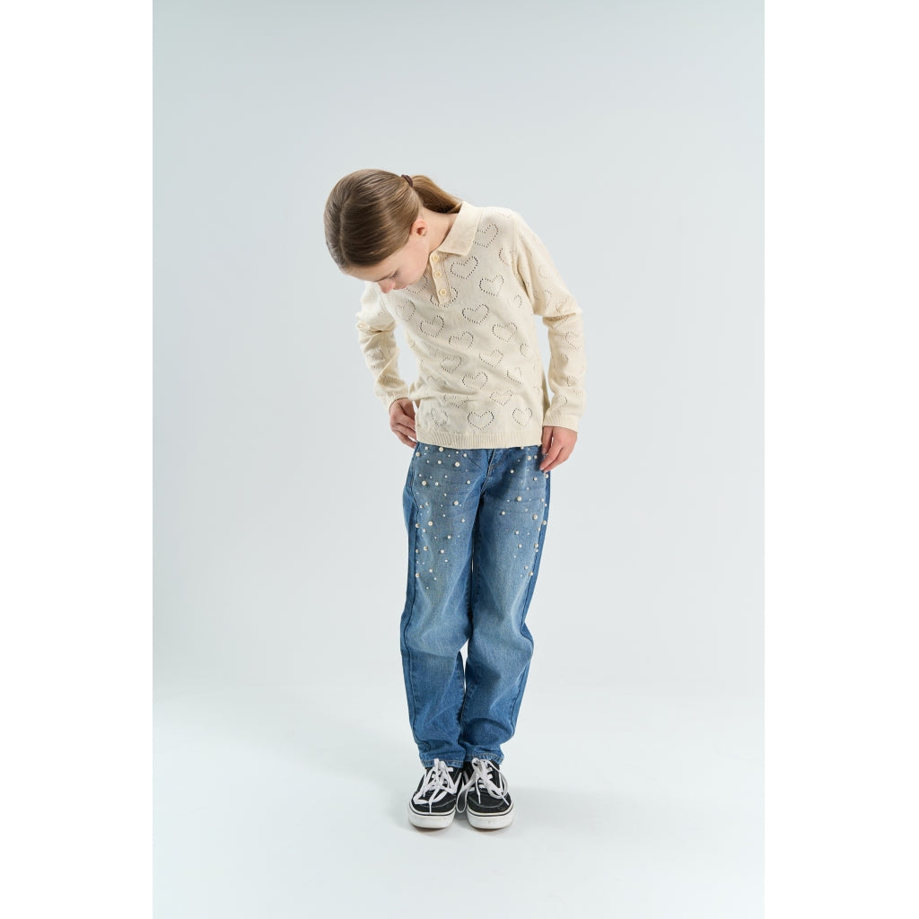 THE NEW TNYnes Langærmet Knit Polo Strik Gardenia