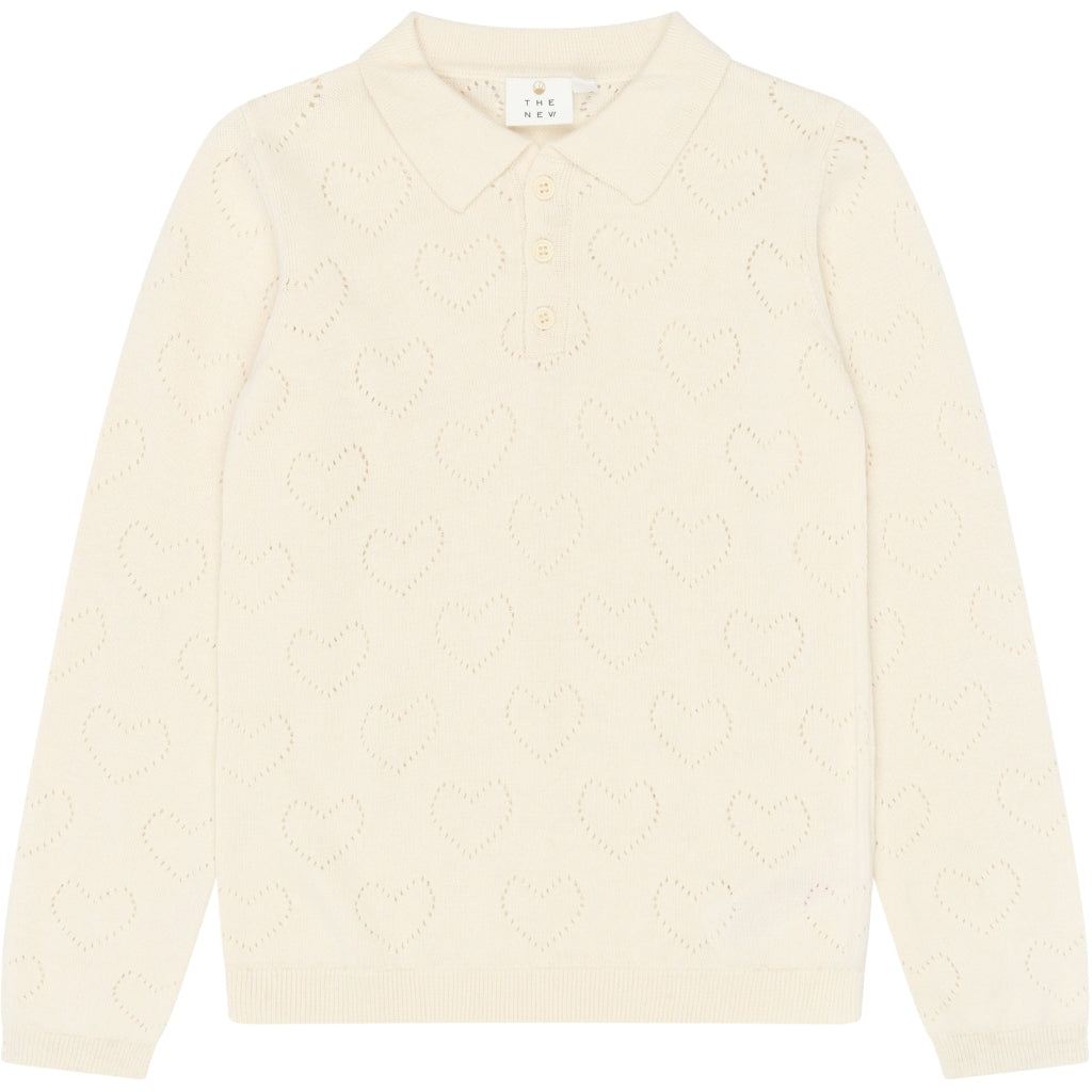 THE NEW TNYnes Langærmet Knit Polo Strik Gardenia