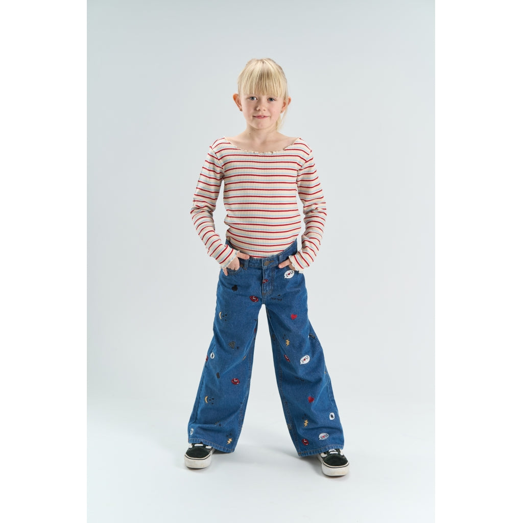 THE NEW TNYosie Langærmet Boatneck Rib Bluse Langærmet bluse Multi Colour