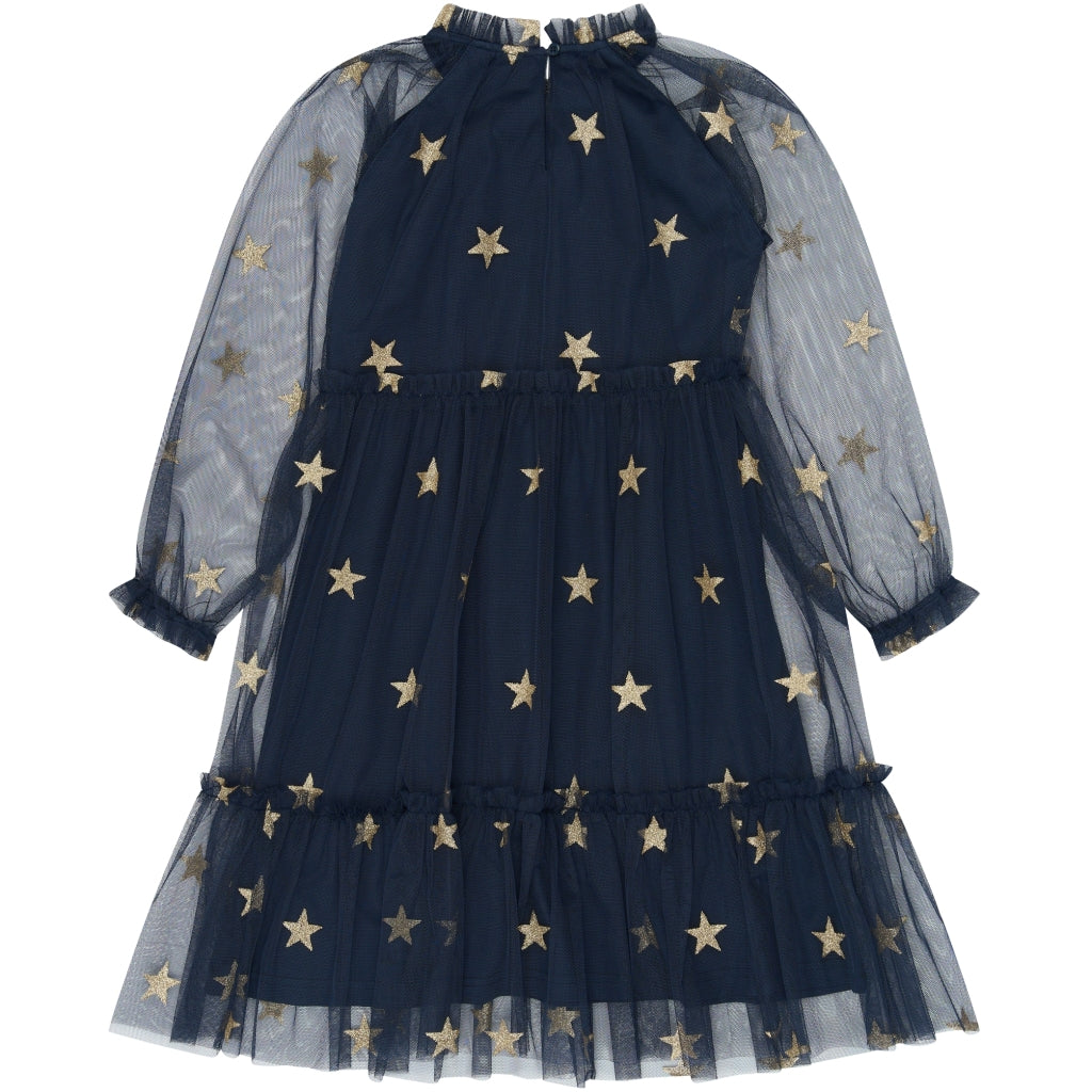 THE NEW TNYudelle Mesh Langærmet Kjole Kjoler Navy Blazer AOP
