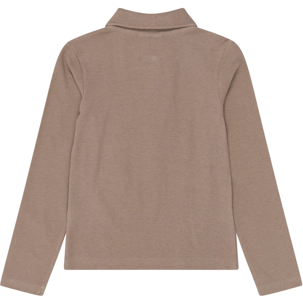 THE NEW TNYuta Langærmet Rib Polo Langærmet bluse Taupe Gray TN