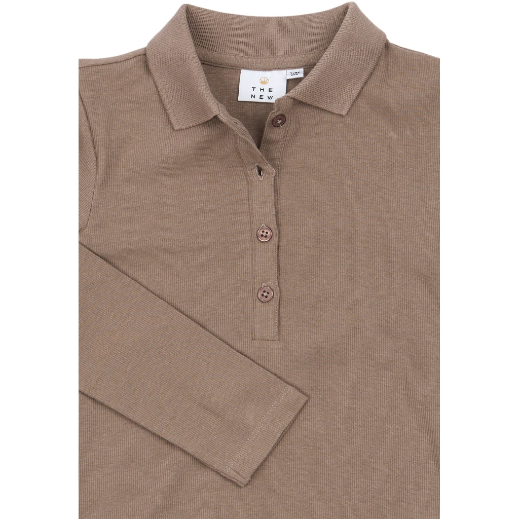 THE NEW TNYuta Langærmet Rib Polo Langærmet bluse Taupe Gray TN