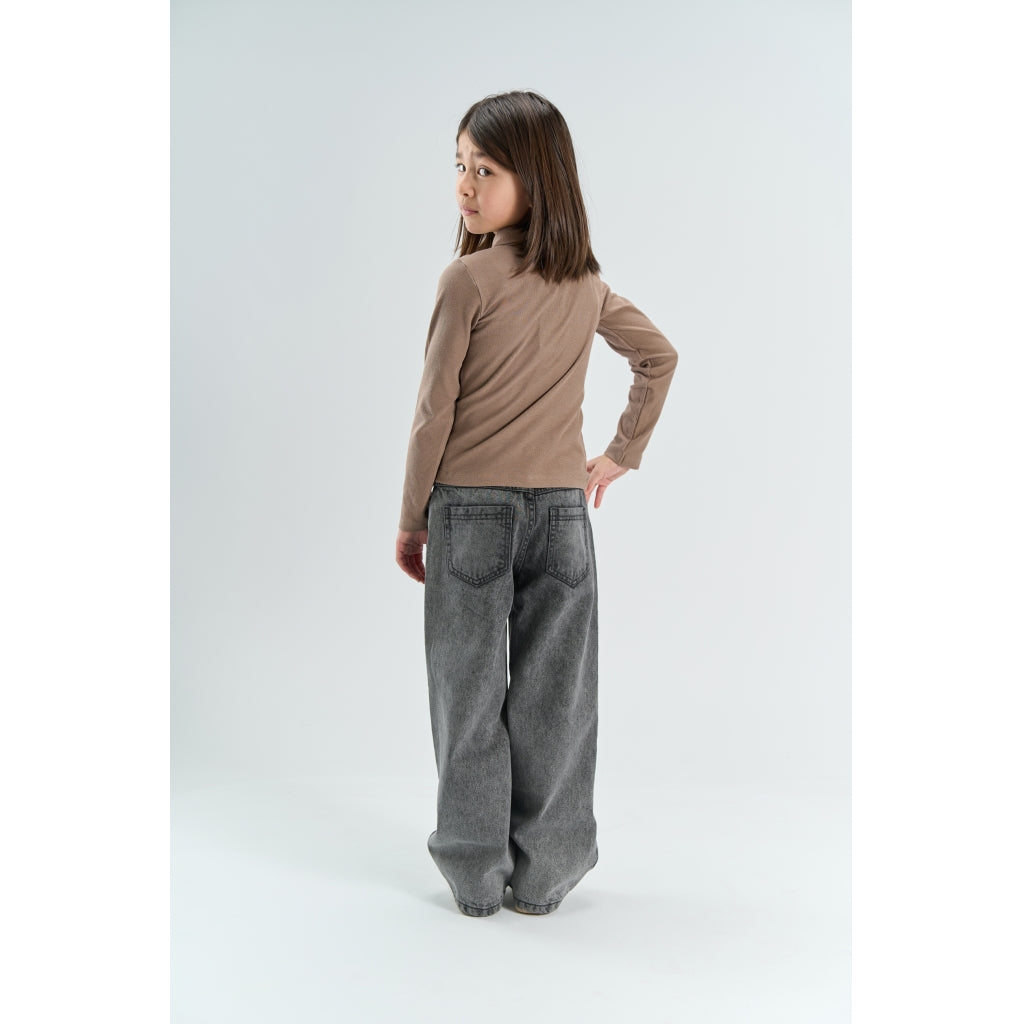 THE NEW TNYuta Langærmet Rib Polo Langærmet bluse Taupe Gray TN