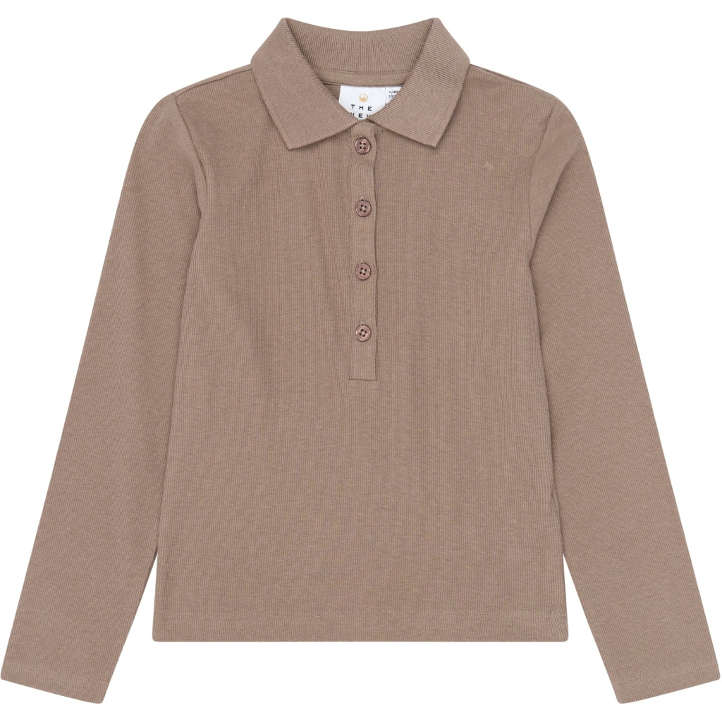 THE NEW TNYuta Langærmet Rib Polo Langærmet bluse Taupe Gray TN