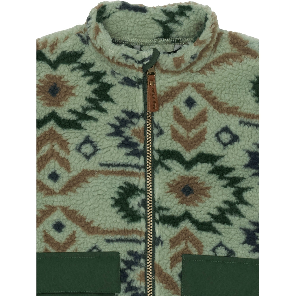Mikk-Line Teddy Mix Jacket AOP Jakker Balsam Green