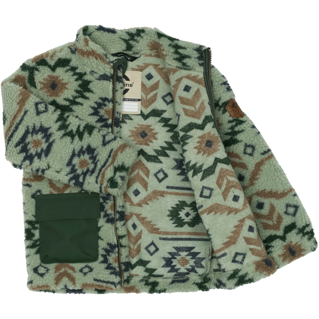 Mikk-Line Teddy Mix Jacket AOP Jakker Balsam Green