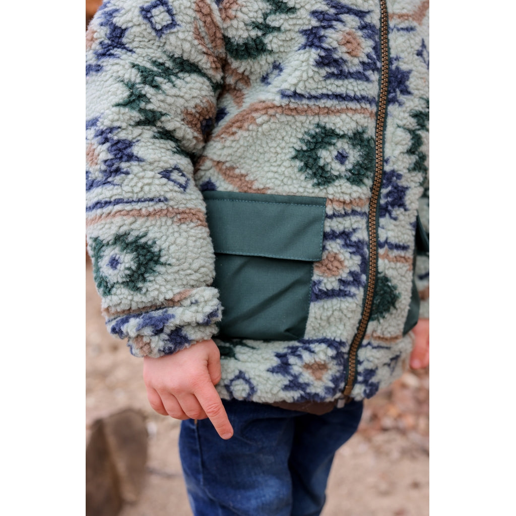 Mikk-Line Teddy Mix Jacket AOP Jakker Balsam Green