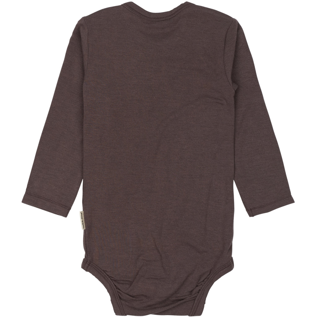 Mikk-Line Uld/Bambus Bodystocking Langærmet (Ensfarvet) Uld Sparrow