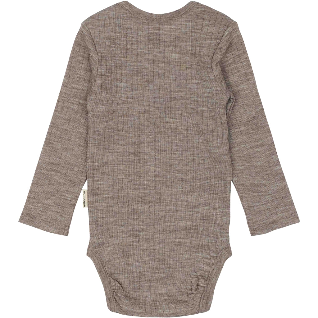 Mikk-Line Uld/Bambus Bodystocking Langærmet (Mønstret) Uld Melange Denver