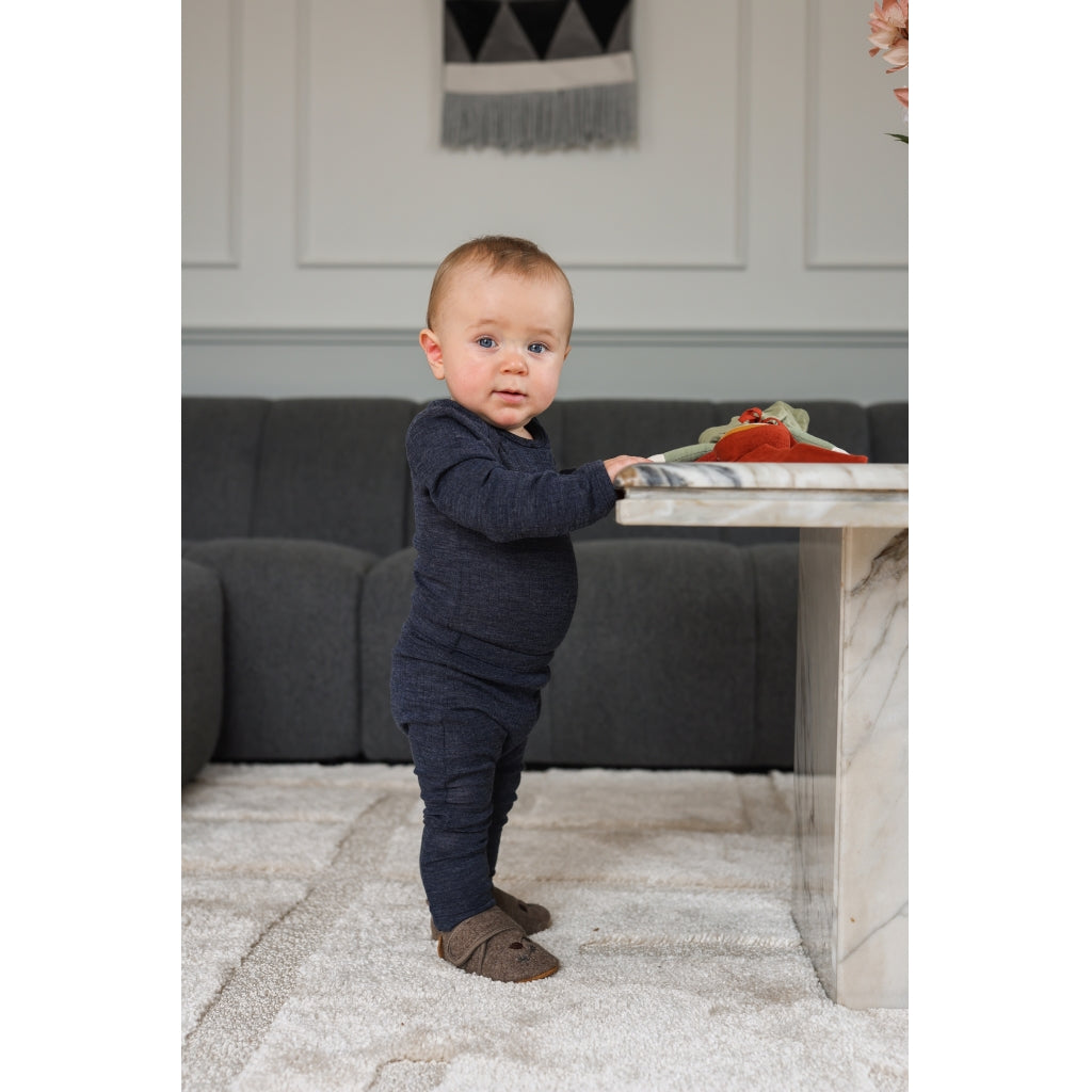Mikk-Line Uld/Bambus Leggings (Ensfarvet) Uld Blue Nights