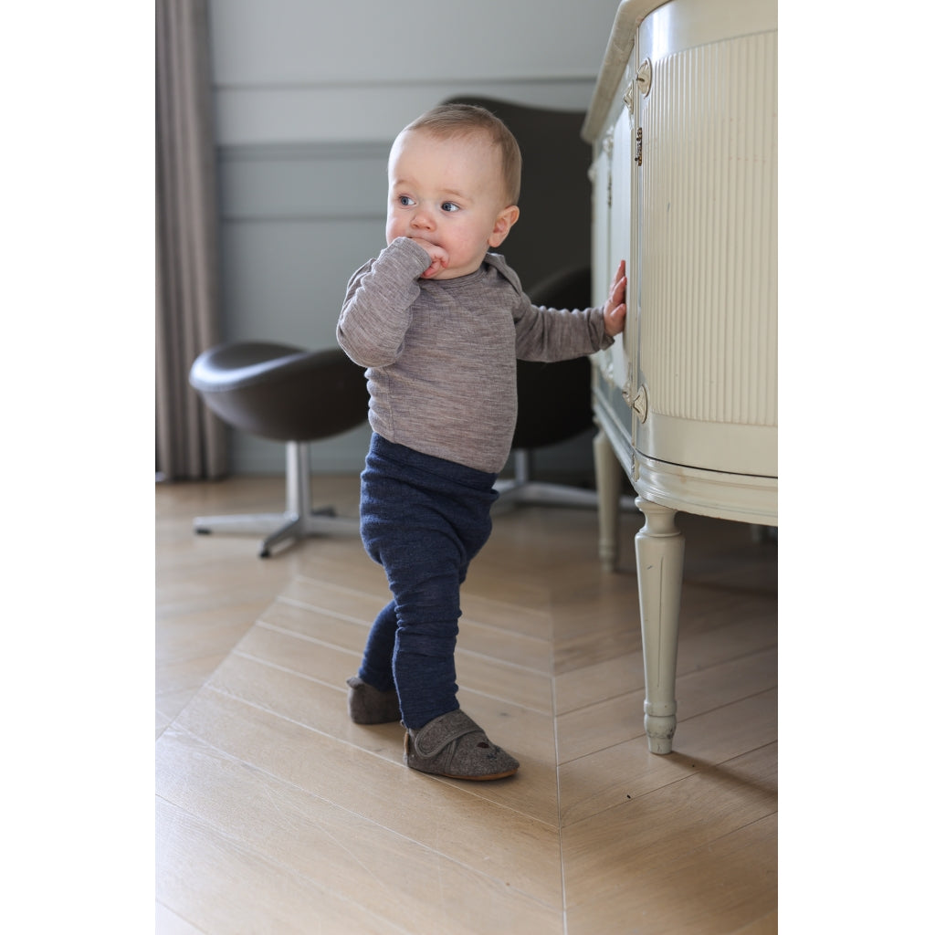 Mikk-Line Uld/Bambus Leggings (Ensfarvet) Uld Melange Blue Nights