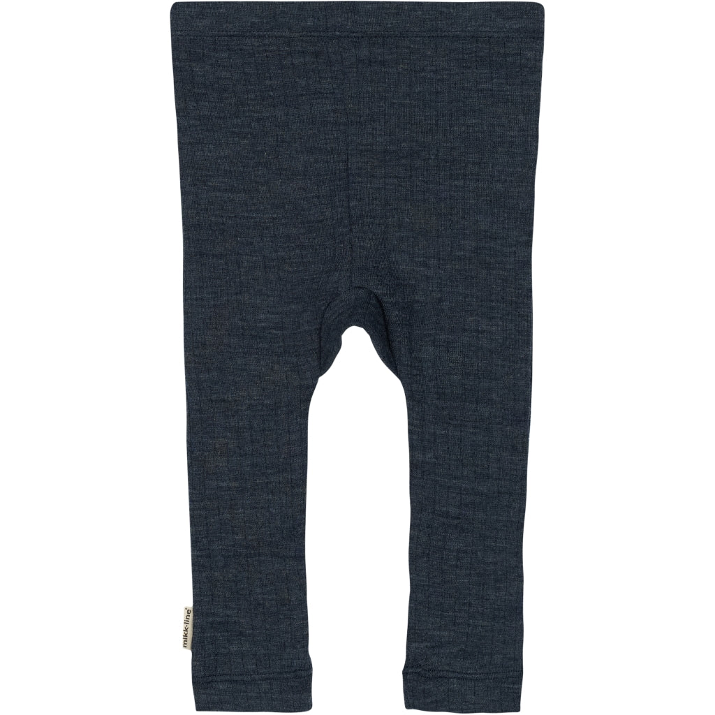 Mikk-Line Uld/Bambus Leggings (Ensfarvet) Uld Melange Blue Nights