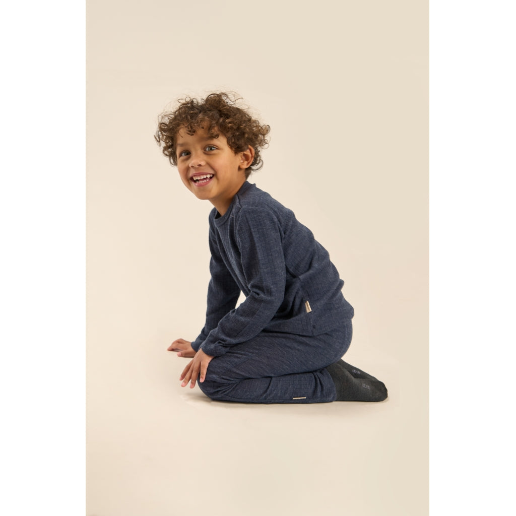 Mikk-Line Uld/Bambus Leggings (Ensfarvet) Uld Melange Blue Nights