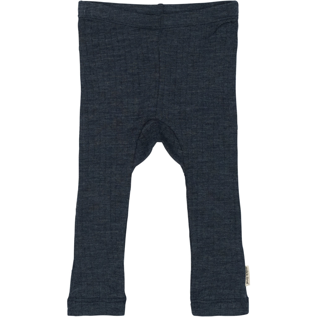 Mikk-Line Uld/Bambus Leggings (Ensfarvet) Uld Melange Blue Nights