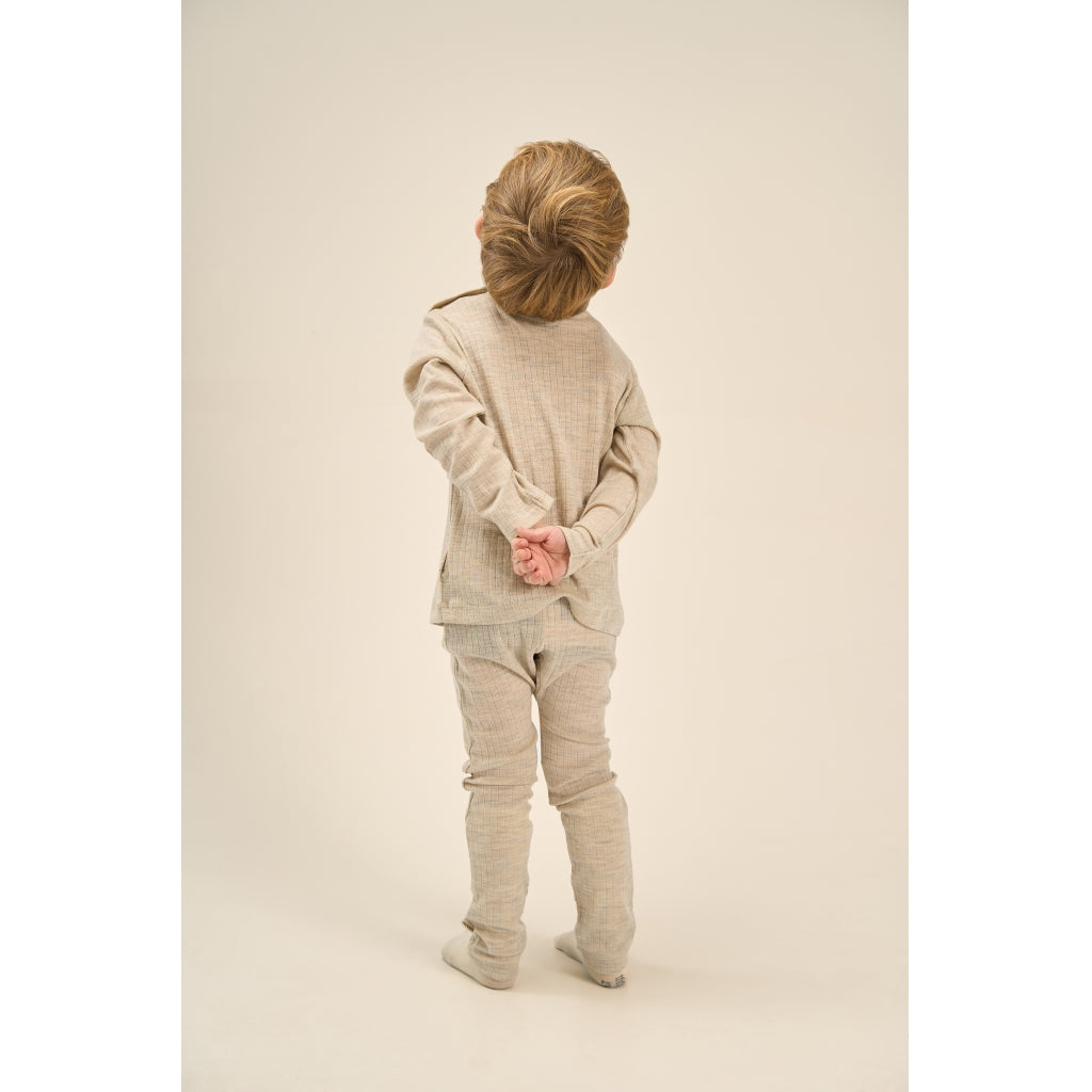 Mikk-Line Uld/Bambus Leggings (Ensfarvet) Uld Melange Offwhite