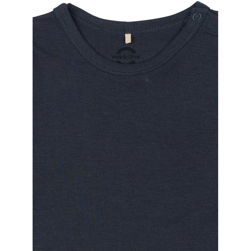 Mikk-Line Uld/Bambus T-shirt Langærmet (Ensfarvet) Uld Blue Nights