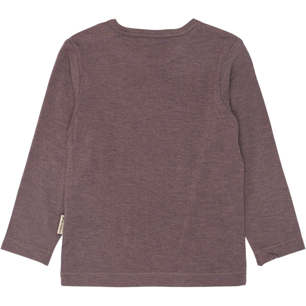 Mikk-Line Uld/Bambus T-shirt Langærmet (Ensfarvet) Uld Sparrow