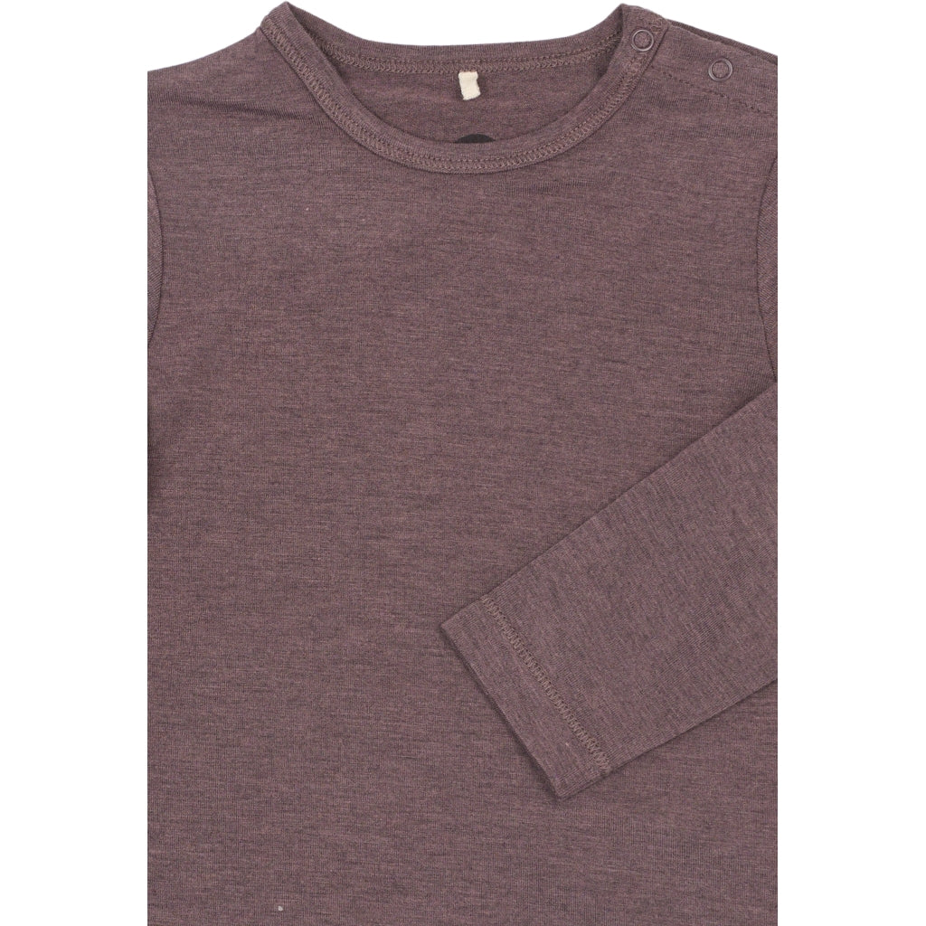 Mikk-Line Uld/Bambus T-shirt Langærmet (Ensfarvet) Uld Sparrow