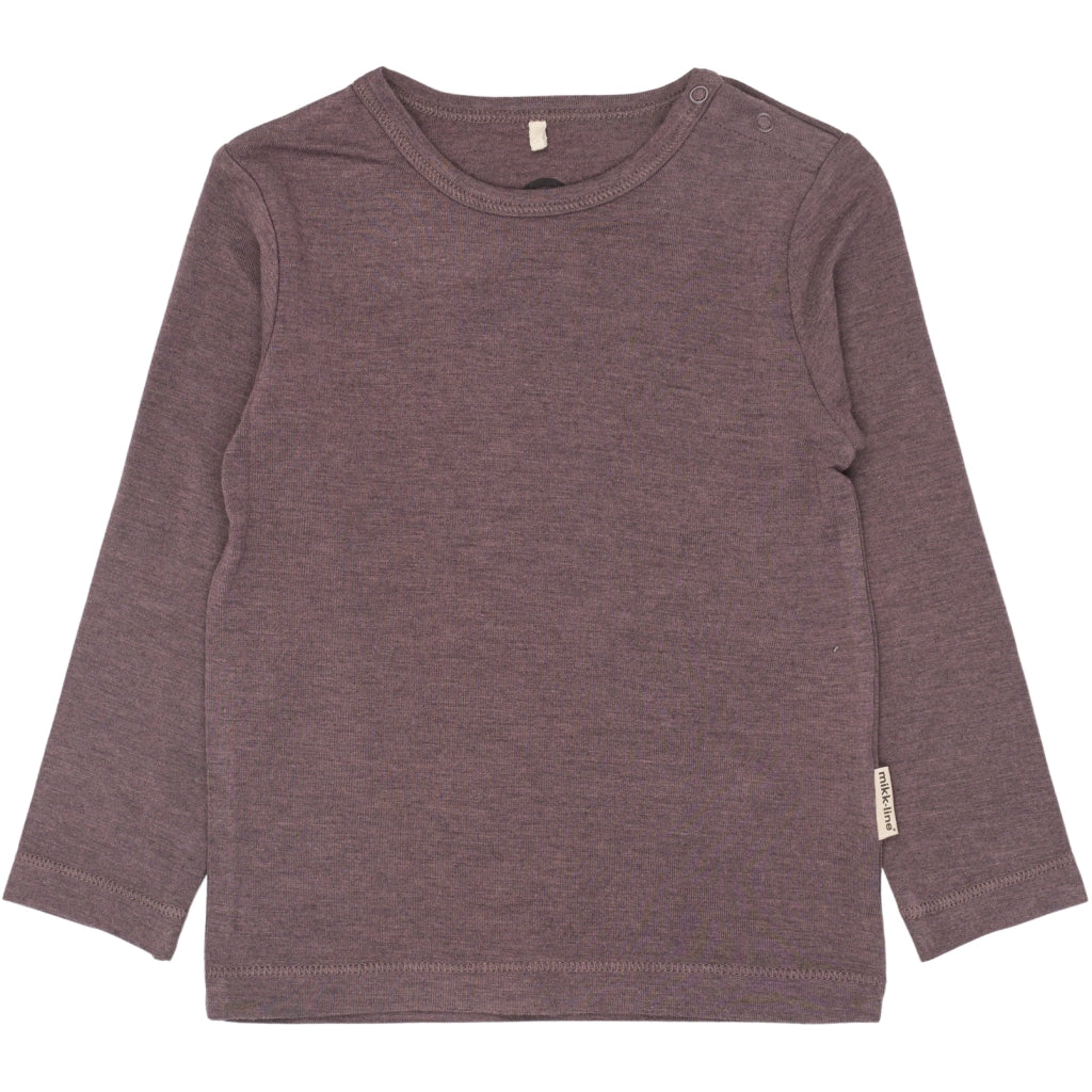 Mikk-Line Uld/Bambus T-shirt Langærmet (Ensfarvet) Uld Sparrow