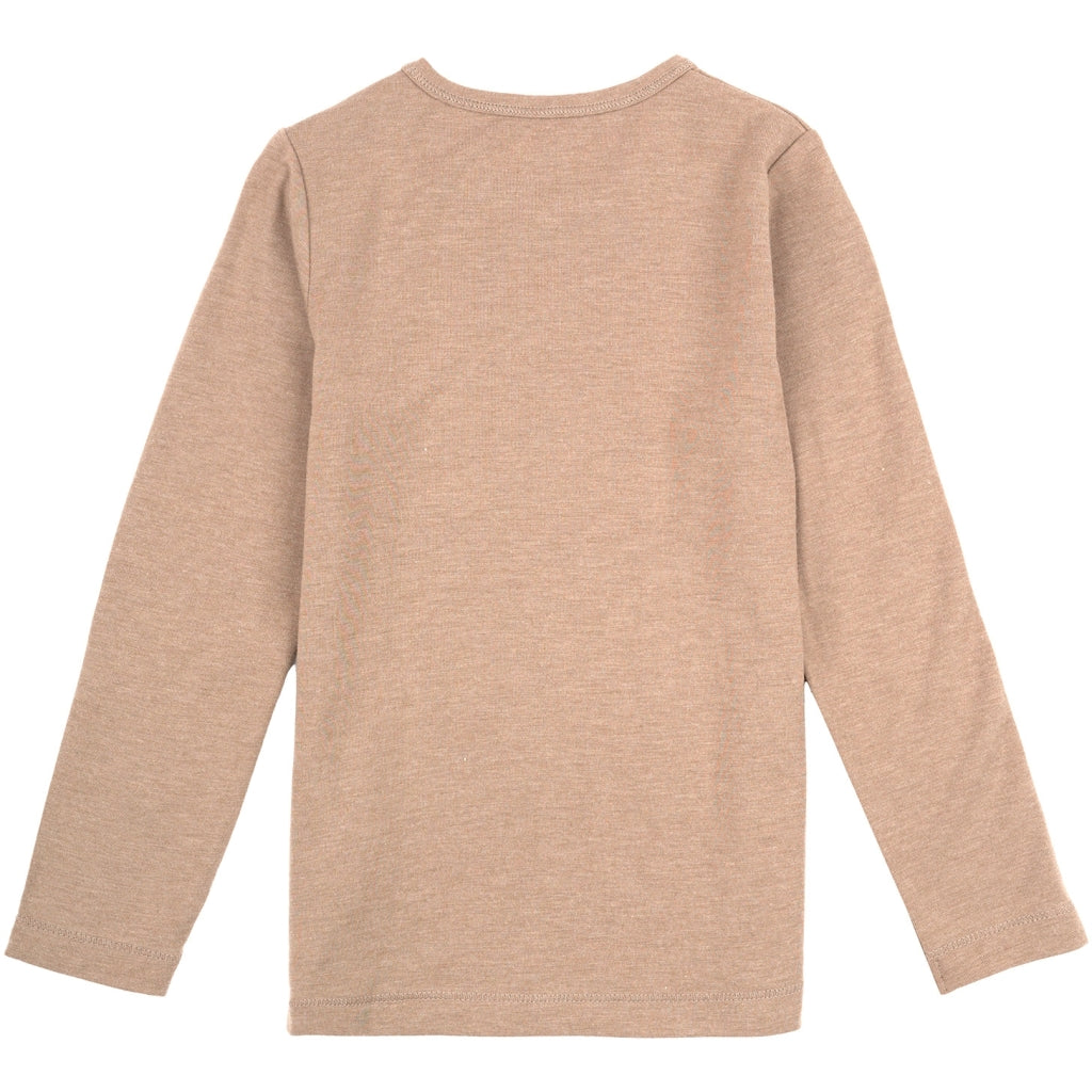 Mikk-Line Uld/Bambus T-shirt Langærmet (Ensfarvet) Uld Warm Taupe