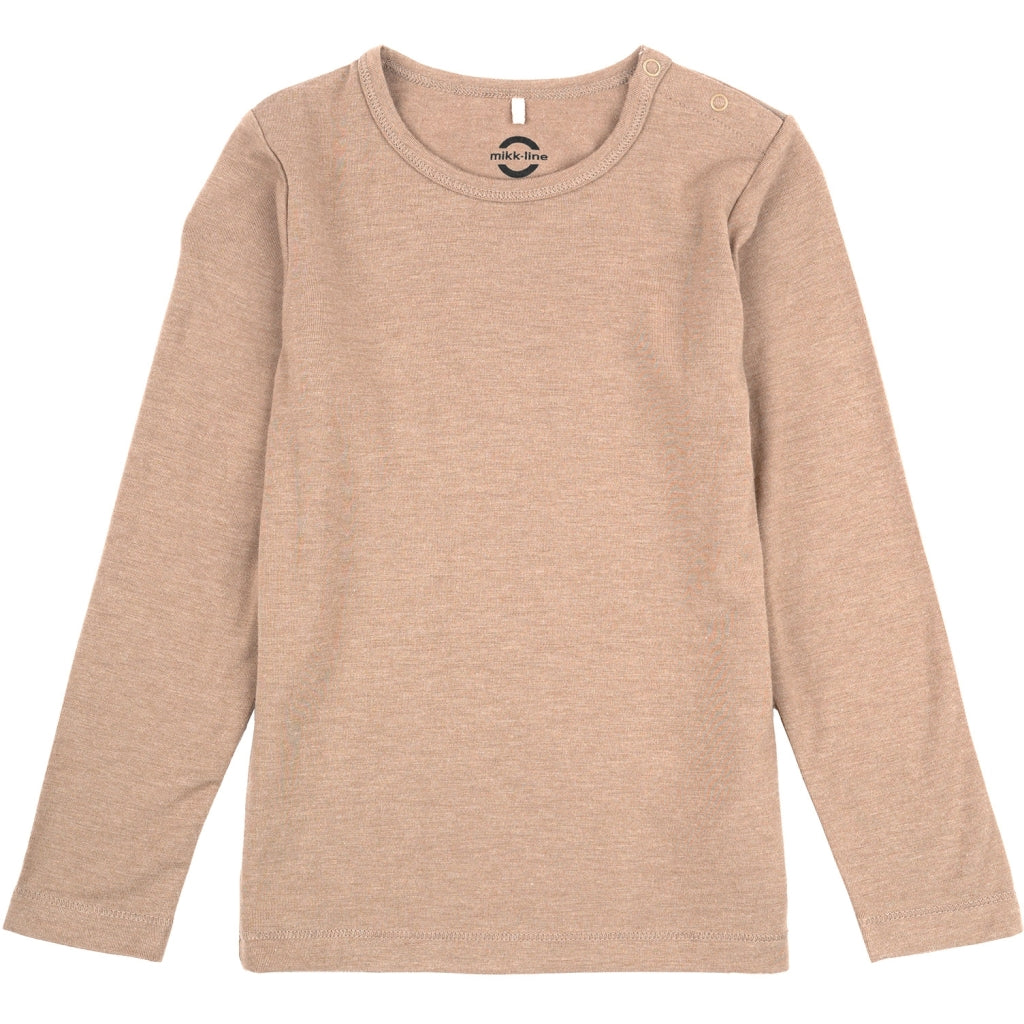 Mikk-Line Uld/Bambus T-shirt Langærmet (Ensfarvet) Uld Warm Taupe